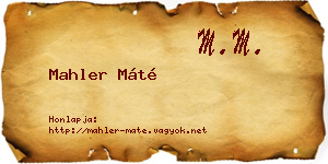 Mahler Máté névjegykártya